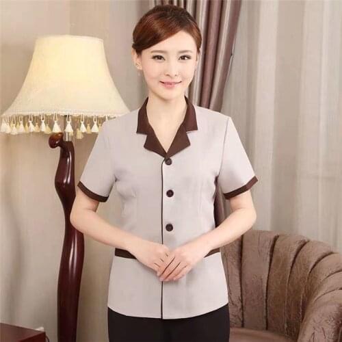 Work Clothes Women 's Short-Sleeved Summer Clothes Hotel Waiter Property Hotel Restaurant Cleaning Cleaning Service Uniform