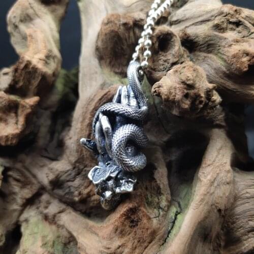 925 sterling silver European and American retro punk personality original snake wrapped bergamot rock mens sterling silver hip