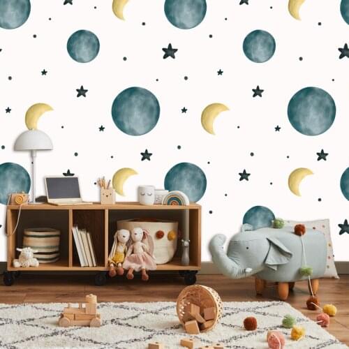 Modern 3d Wallpapers for Baby Kids for Living Room Nursy Embossed Textured Walls Paper In Rolls Star Moon Decorative Vinyl Mural