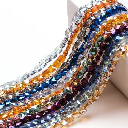 20 Piece Square Shaped Glass Loose Spacer Beads Handmade Jewelry Making DIY Bracelet Necklace Decor Wholesale 6-8mm