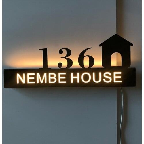 Illuminated Led Door Sign Plaque House Number Signs for Laser Engraved Acrylic Address Stainless 0-9 Costomize Number Sign