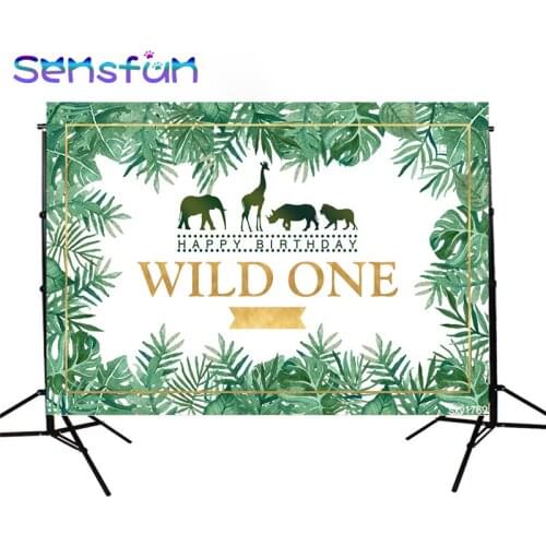 Sxy1769 Wild One Birthday Backdrop Jungle Animals Party Photo Background Safari Tropical Forest Backdrops Cake Table Decorations