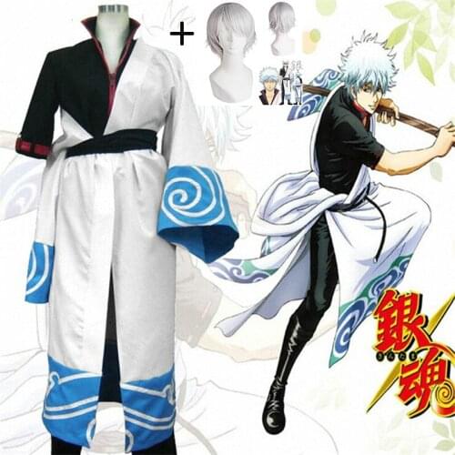 GinTama Sakata Gintoki uniform Cosplay Jaqueta Masculina Vestidos anime Halloween costume adult mens costume