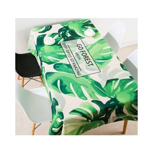 Thicken nordic linen tablecloth table cloth garden fresh green leaf simple modern coffee rectangular home decoration table cove