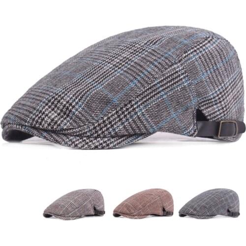 High Quality 100 % Cotton Newsboy Cap Cabbie Driver Newsboy Ivy Cap Plaid Men Women Young Artistic Berets QB92