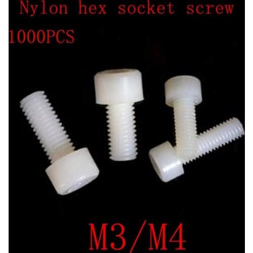 1000pcs wholsale allen head DIN912 m4 m5 nylon hex socket cap head machine screw