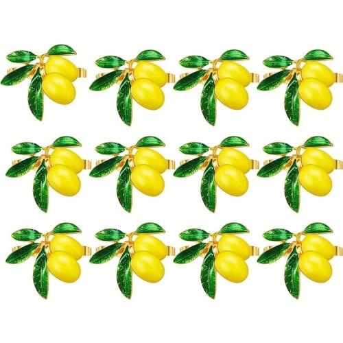 12 Pieces Lemon Napkin Rings Summer Fruit Serviette Buckle Holder Summer Napkin Rings Dinner Napkin Holder for Party,Etc