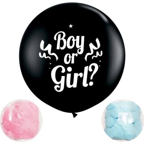 36inch Boy or Girl Balloon Gender Reveal Party Decoration Black Latex Ballon Blue Pink Confetti Balloons for Baby Shower Decor