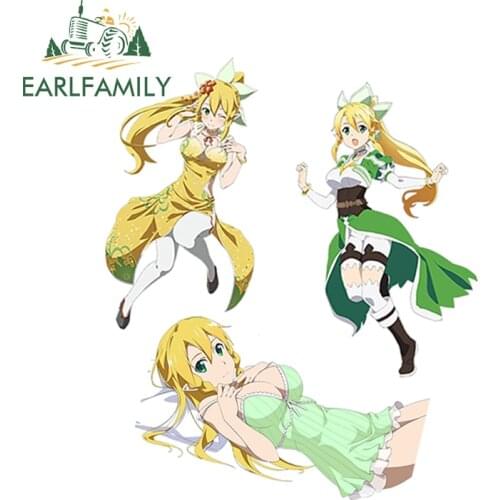 EARLFAMILY 13cm Super Sexy Girl Car Sticker Sword Art Online Anime Beauty Kirigaya Suguha Vinyl Reflective Car Styling Decal
