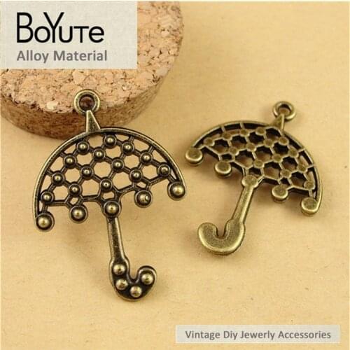 BoYuTe (60 Pieces/Lot ) 39*28MM Vintage Diy Accessories Parts Wholesale Alloy Material Antique Bronze Umbrella Pendant