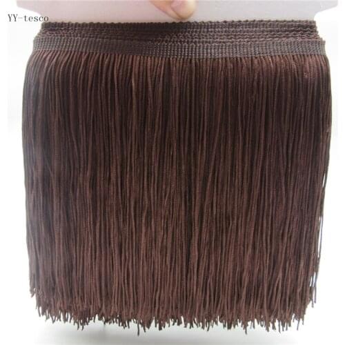 1 Yards 20CM Long Lace Fringe Trim Polyester Tassel coffee Fringe Trimming For Diy Latin Dress Clothes Accessories Lace Ribbon