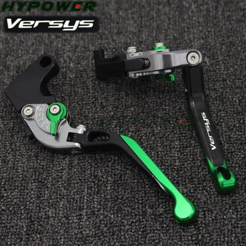 For Kawasaki VERSYS (650cc) 2009 2010 2011 2012 2013 2014 Laser Logo(Versys) Green+Titanium CNC Motorcycle Brake Clutch Levers
