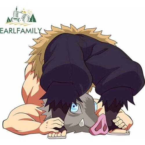 EARLFAMILY 13cm x 10.9cm for Demon Slayer Car Stickers Personality Graphics Motorcycle Refrigerator Trunk Decals Car Assessoires