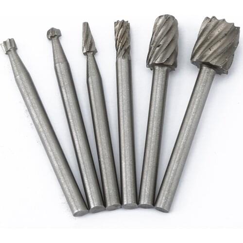6pcs Electric Grinder Routing Router Grinding Bits Burr & Drill Dedicated Locator Dremel Accessories HSS