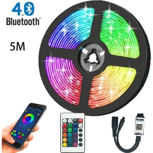 Birthday Party Bluetooth Control TV Background LED Strip Lamps SMD 5050 RGB DC12V 5M Flexible Ribbon