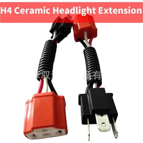 2PCS H4 9003 HB2 Ceramic Wire Extension Headlight HID / LED Cable Adapter Plug Harness Connector Female Socket H1 H7 H11 9005