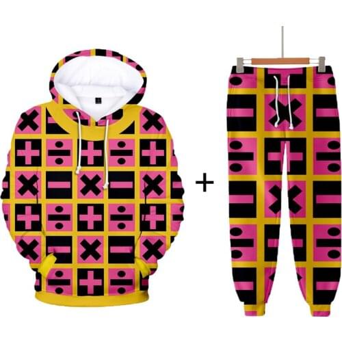 3D JOJO Fantasy Adventure Character Set Mens and Womens Hoodies + Sports Pants Autumn Winter Boys and Girls Pullovers
