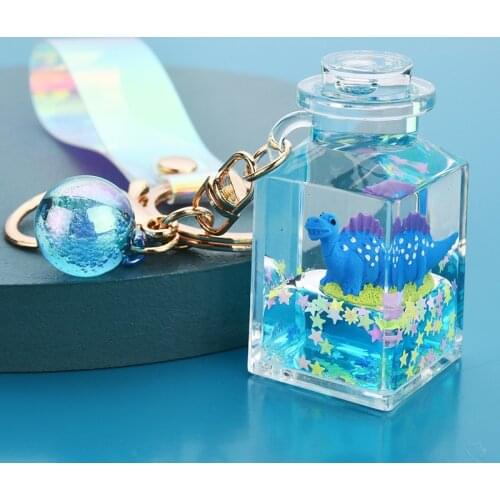 Hot Moving Liquid Keychain Cute Marine Life Quicksand Bottle Keychains Bag Keyring Car Keychains Trinket Lovely Pendant Gifts