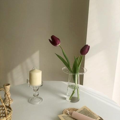 Nordic Small Transparent Round Flower Hydroponics Plant Vase Glass Table Terrarium Ornaments Vases For Decoration Home