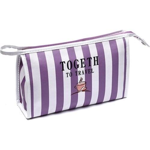 Fashion Letter Stripe Makeup Bag Large Capacity Travel Multifunction Handbag Portable Waterproof Cosmetics Storage Bags