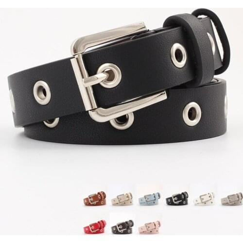 Fashion Wild Women Faux Leather Hollow Belts Solid Color Thin Skinny Waistband For Dress Jeans Adjustable Female Waist Belt