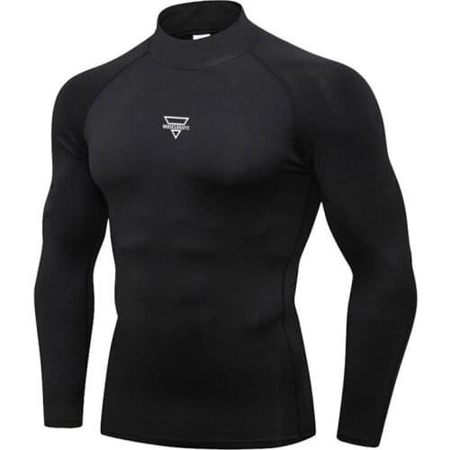 Gym Brand Casual Clothing Breathable Fitness Middle Collar Mens Long Sleeve Autumn and Winter Fashion Trend Slim Sports T Shirt