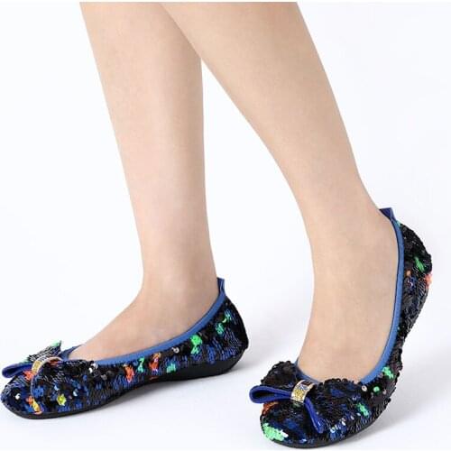 2020 New Arrivals Hot Sale Ballet Flats for African Woman Women Flat Shoes Sequin Italian European Flat Dancing Shoes for Lady