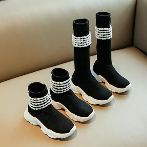 New girls boots spring and autumn childrens single boots fashion high-knitted stretch boots over the knee princess boots