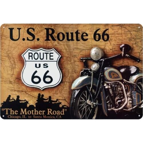Original Retro Design Imitation Wood Tin Metal Signs Wall Art | U.S. Route 66 | Thick Tinplate Print Poster Wall Decoration