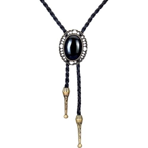Oval Pendant Woven Cord Western Cowboy Rodeo Dance Bolo Ties Necktie