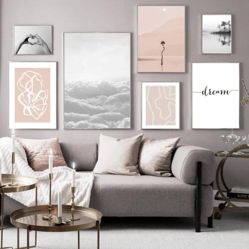 Landscape Wall Art Pictures Abstract Line Drawing Poster Cloud Sea Nature Scenery Canvas Painting Living Room Home Cuadros Decor