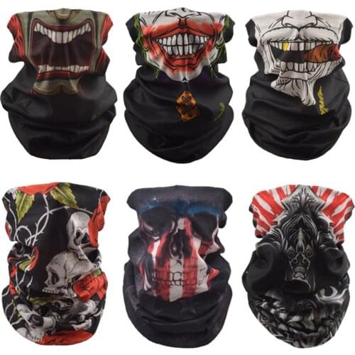 Skull Headband Half Mask Cycling Face Shield Seamless Bandana Tubular Neck Gaiter Buff Scaldacollo Motorcycle Cagoule Balaclava