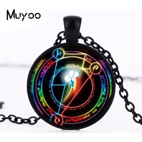 Rainbow Dash Arcane Circle My Friendship is magic MLP inspired glass cabochon dome pendant HZ1