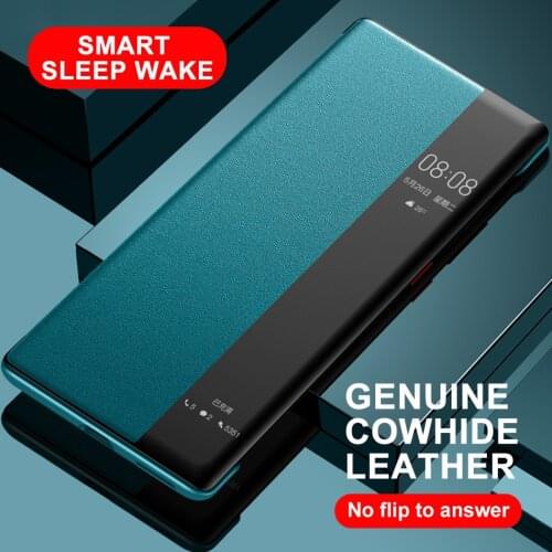 Luxury Smart Touch Mate40pro+ Genuine Leather Flip Case for Huawei Mate 40 Pro Plus Mate40 5G View Window Phone Cover for Mate40