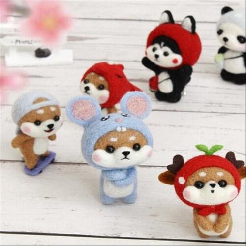 Dog and Dog Animals Wool Felt wool needlepoint kit wool felt needle felting decoration craft needlecraft