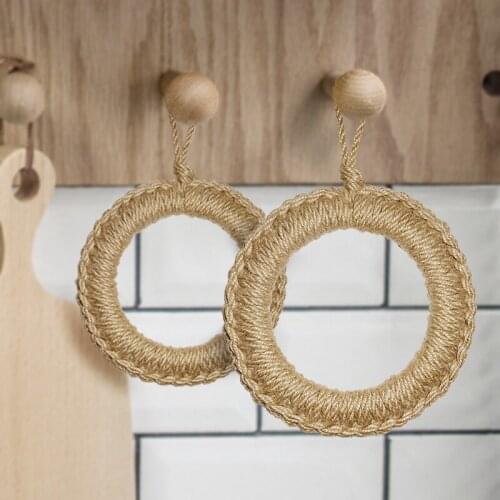 Handmade Straw Potholder Home Hemp Rope Insulation Pad Japanese Style Woven Tableware Accessories Wall-mounted Table Decoration