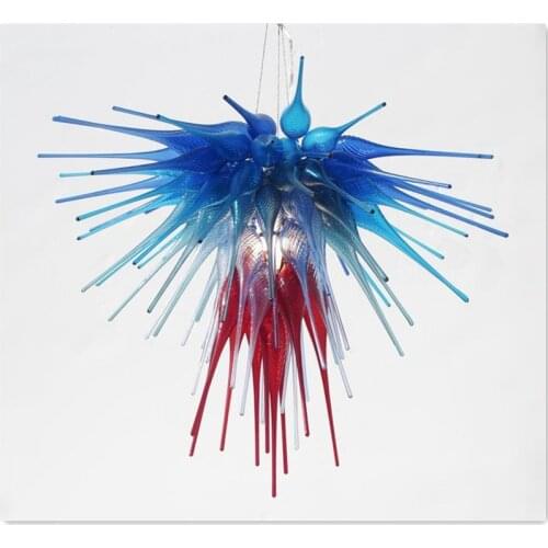 Contemporary Turquiose Blue and Red led Glass Chandelier Lightings