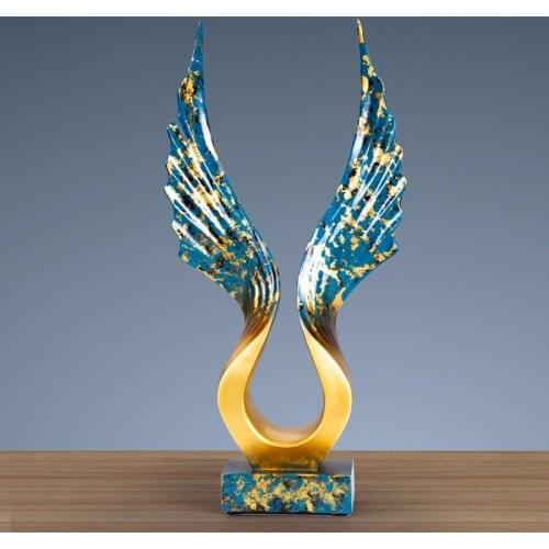 Modern New Mirs Wings Sculpture Living Room Office Display Decoration Ornaments Home Decoration Fengshui Artware Colorful Wings
