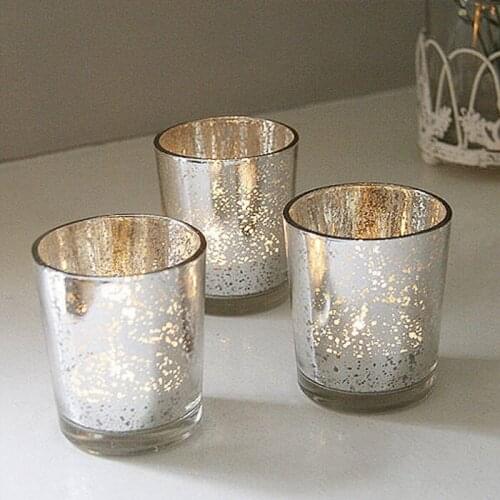 Bar restaurant decoration Modern minimalist glass candlestick electroplating candle cup Holders 3 color