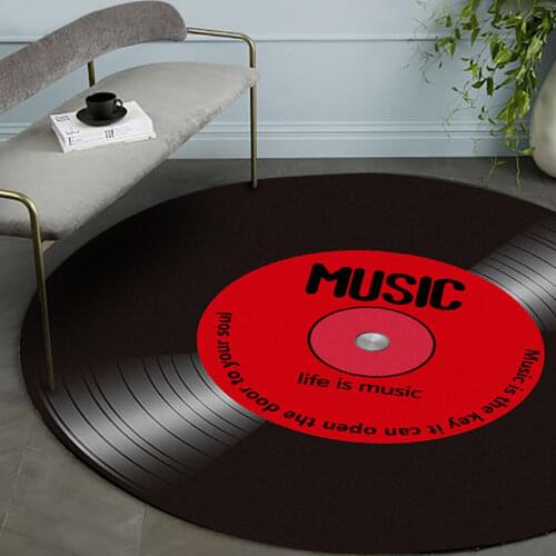 Stylish Multicolor Retro MUSIC CD Printed Soft Fabric Floor Floor Carpet Rug Dining Area Living Room