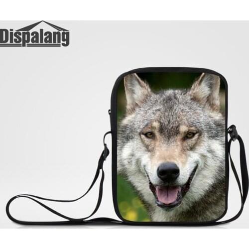 DIY Logo Bag Fox Printing Mini Messenger Bags Mens Casual Travel Shoulder Handbags Animal Wolf Custom Crossbody Bags For School