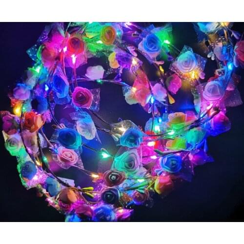 Tourism stall night market led colorful flash ten lights ten flowers glow foam garland flash paper garland headdress small gifts