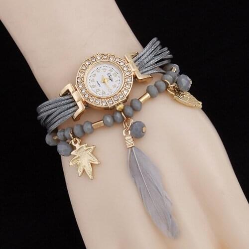 Women Fashion table Feather pendant Womens watch snowflake Owl bracelet watch relojes para mujer women watches