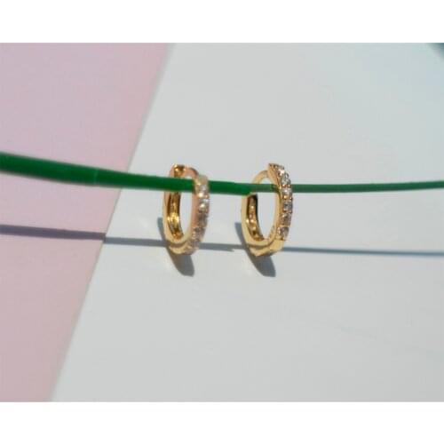 925 Sterling Silver Earring Fashion White Black Zircon Round Small Ear Ring Ear Bone Buckle Wild Cute Trend Female Girl Ear Jewe