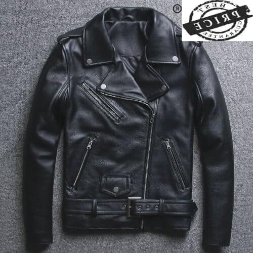 100% Real Sheepskin Coat Men Autumn Winter Clothes 2021 Streetwear Genuine Cow Leather Jacket Fit Moto Biker Coats LW202a