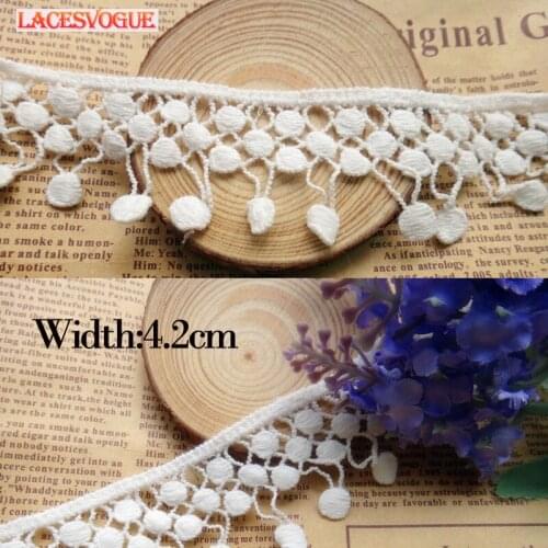 19yards 4.2cm Cotton embroidery lace fabric Garment needlework sewing Patchwork DIY Handmade accessories Clothes decoration 258