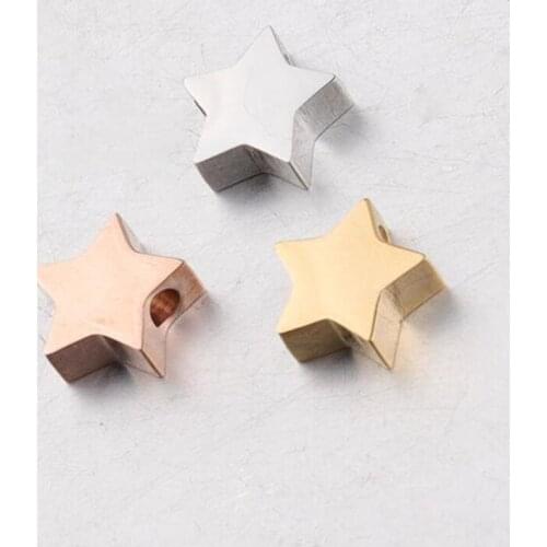 2pcs/lot Stainless Steel Smooth Faced Star Shape DIY Handmade Charm Pendant Jewelry Findings With Hole 7.7x8mm y1584