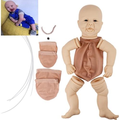 22 Inches Levi Blank Kit Lifelike Newborn Cute Smile Pouting Baby Reborn Baby Doll Vinyl Unpainted Unfinished Doll DIY Parts