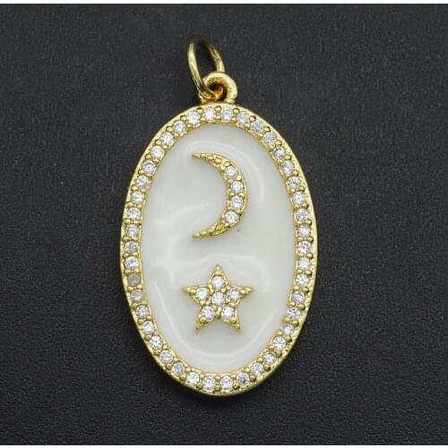 26x14mm 100% CZ Zircon DIY Jewelry Moon and Star Charm Pendant Wholesale Jewellwery Finding Supplies Jewellery Accessories
