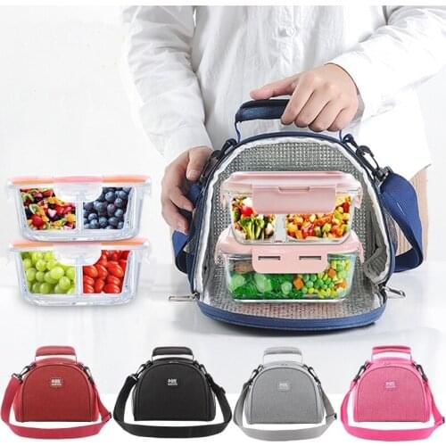 5 Colors Portable Crossbody Insulation Bag Picnic Lunch Storage Bag Cold-keeping Student Lunch Box Ice Pack